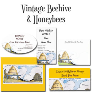 Vintage Beehive Editable Honey Labels