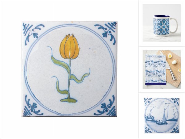 blue and white-vintage delft tile art collection