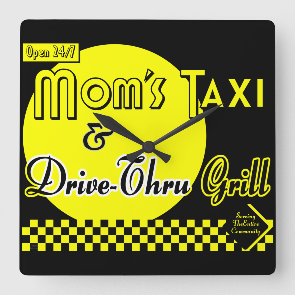 Moms Taxi and Drive thru Grill Retro Kitchen-Clock